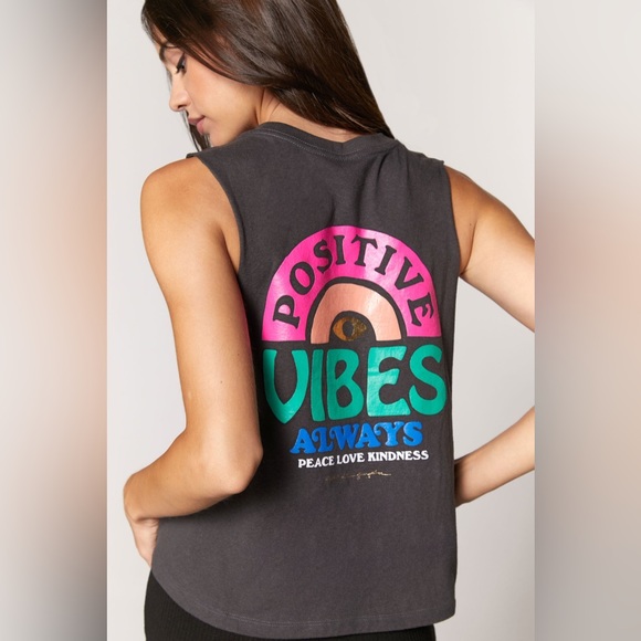 Spiritual Gangster Positive Vibes Crop Tank - Picture 1 of 4